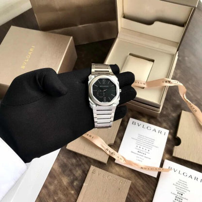 Bvlgari Octo Finissimo Firstcopy Silver Black Swiss ETA Automatic Slim Men's Watch