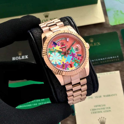 Rolex Day Date Puzzle Dial Swiss Automatic Mens Watch firstcopy