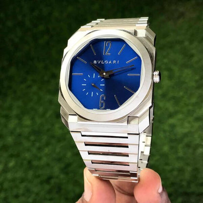 Bvlgari Octo Finissimo Firstcopy Silver Blue Swiss ETA Automatic Slim Men's Watch