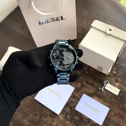 Diesel Big Daddy firstcopy DZ7414 Stainless Steel Blue Grey Dial Men’s Watch