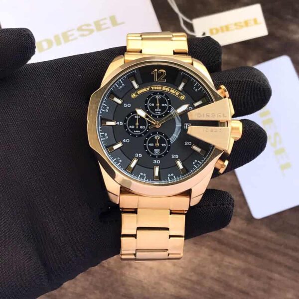 Diesel Mega Chief firstcopy Full Gold & Black Dial Chronograph Men’s Watch
