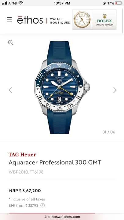 Tag Heuer Aquaracer Professional 300 GMT Blue Fiber Strap Automatic Mens Watch firstcopy