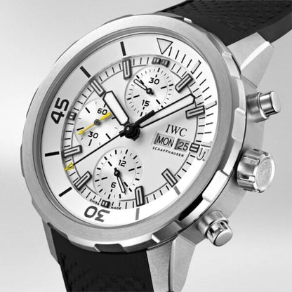 IWC Aquatimer Chronograph Day Date firstcopy White Dial Black Belt Men’s Watch