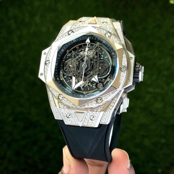 Hublot Big Bang King Sang Bleu firstcopy Silver Diamond Premium Men’s Watch
