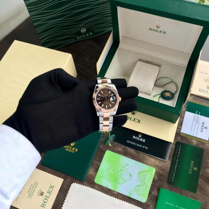 Rolex Datejust 41 Two Tone Chocolate Dial Automatic Mens Watch firstcopy