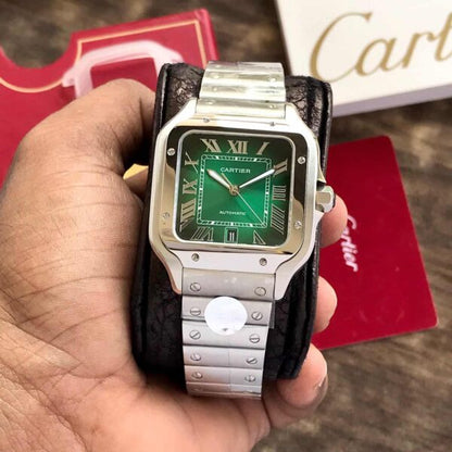 Cartier De Santos firstcopy Silver Green Dial Swiss ETA Movement Men’s Watch