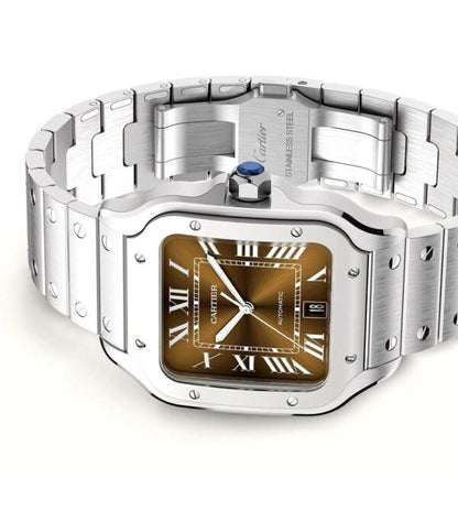 Cartier Santos De firstcopy Silver Brown Swiss ETA Movement Automatic Men’s Watch