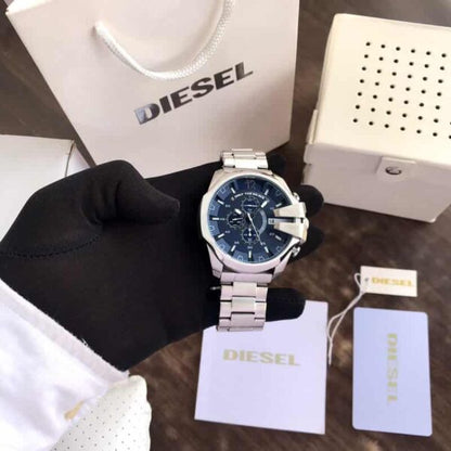 Diesel Mega Chief firstcopy DZ4417 Silver Blue Chronograph Men’s Watch