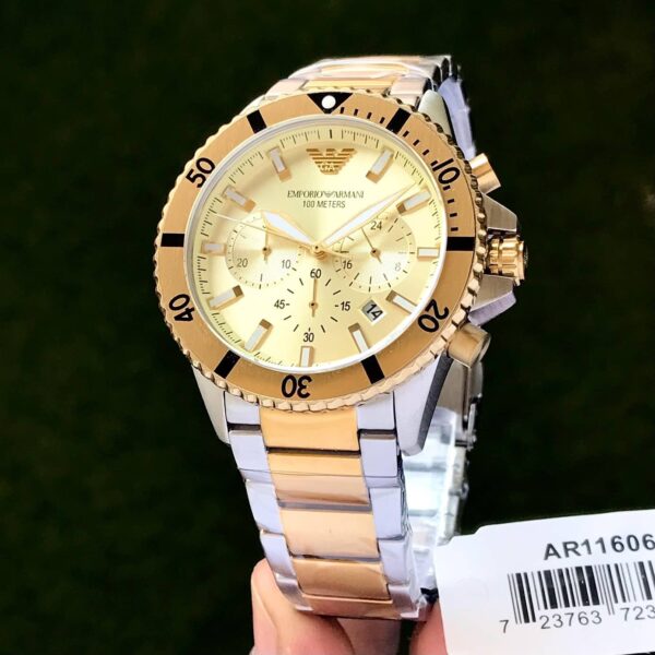 Emporio Armani AR11606 Firstcopy Yellow Gold Dial Chronograph Men's Watch
