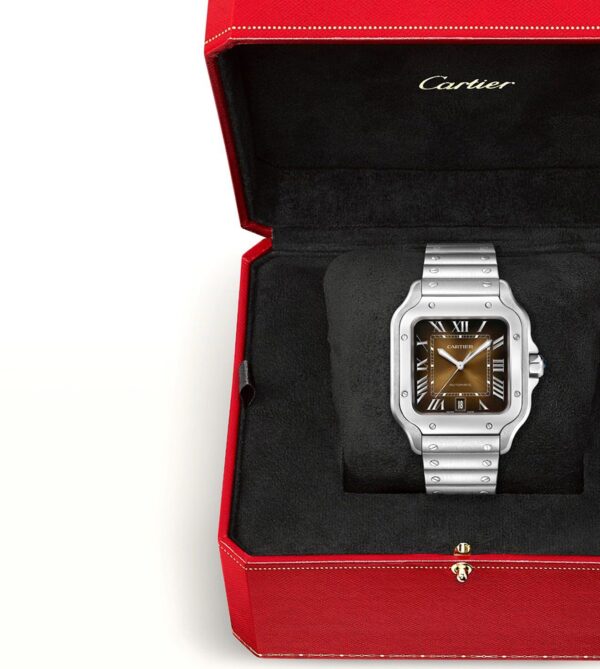 Cartier Santos De firstcopy Silver Brown Swiss ETA Movement Automatic Men’s Watch