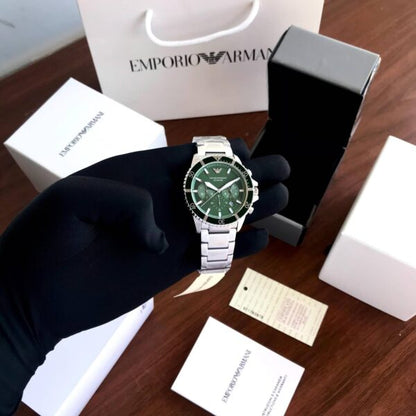 Emporio Armani AR11500 Firstcopy Green Dial Stainless Steel Chronograph Men's Watch