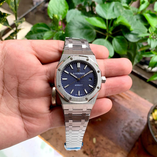 Audemars Piguet Royal Oak Blue Dial Semi Swiss Firstcopy Watch – Men's Luxury Replica