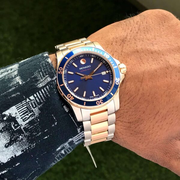 Movado Series 800 firstcopy Two Tone Blue Dial Stainless Steel Men’s Watch