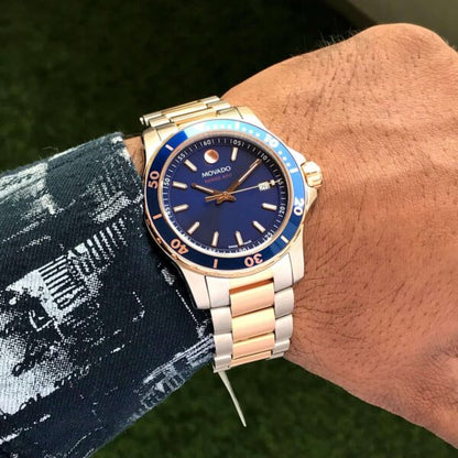 Movado Series 800 firstcopy Two Tone Blue Dial Stainless Steel Men’s Watch