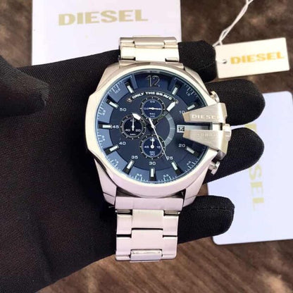 Diesel Mega Chief firstcopy DZ4417 Silver Blue Chronograph Men’s Watch