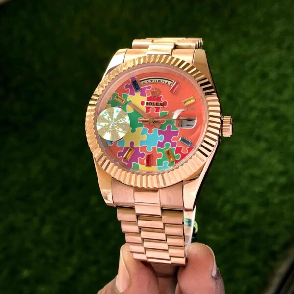 Rolex Day Date Puzzle Dial Swiss Automatic Mens Watch firstcopy