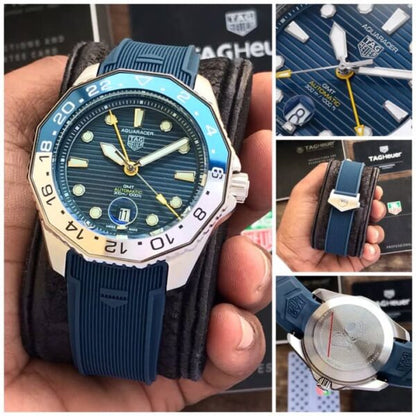 Tag Heuer Aquaracer Professional 300 GMT Blue Fiber Strap Automatic Mens Watch firstcopy
