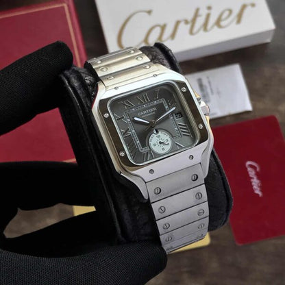 Cartier De Santos firstcopy Stainless Steel Grey Dial Dual Time Premium Automatic Men’s Watch