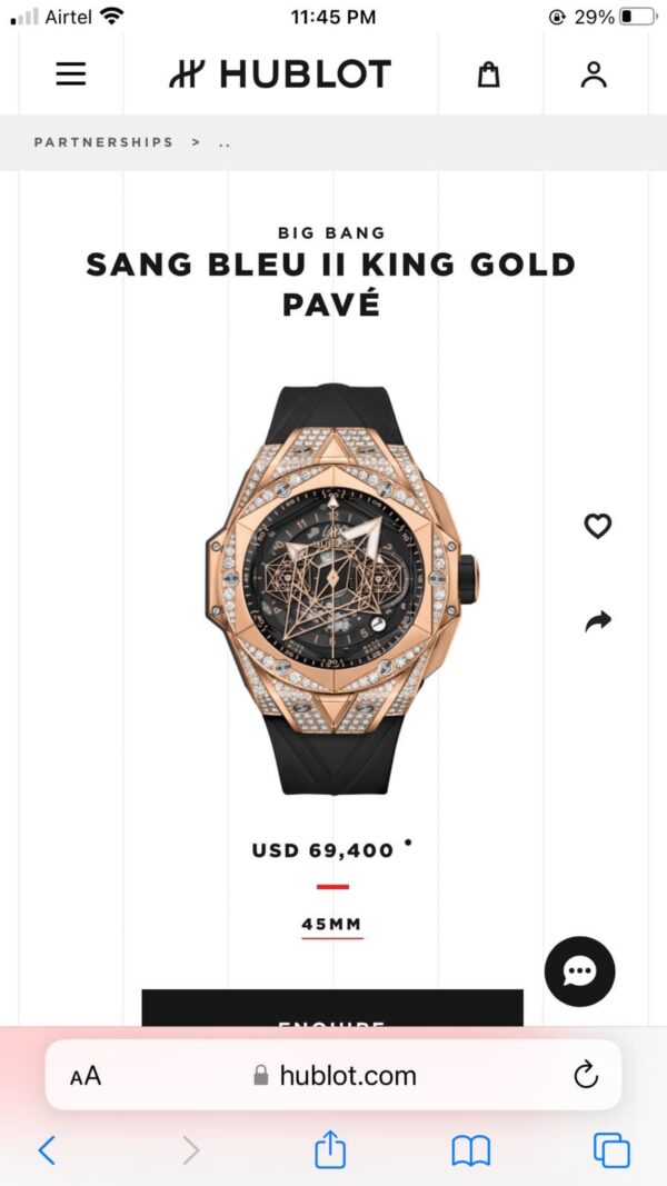 Hublot Big Bang King Sang Bleu firstcopy Rose Gold Diamond Premium Men’s Watch