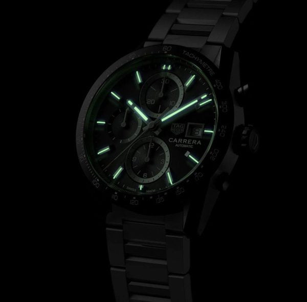 Tag Heuer Calibre 16 Silver Black Dial Japanese Quartz Chronograph Mens Watch firstcopy