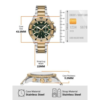 Emporio Armani AR11586 Firstcopy Two Tone Green Dial Men's Watch