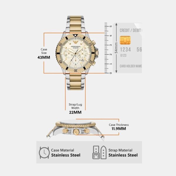 Emporio Armani AR11606 Firstcopy Yellow Gold Dial Chronograph Men's Watch