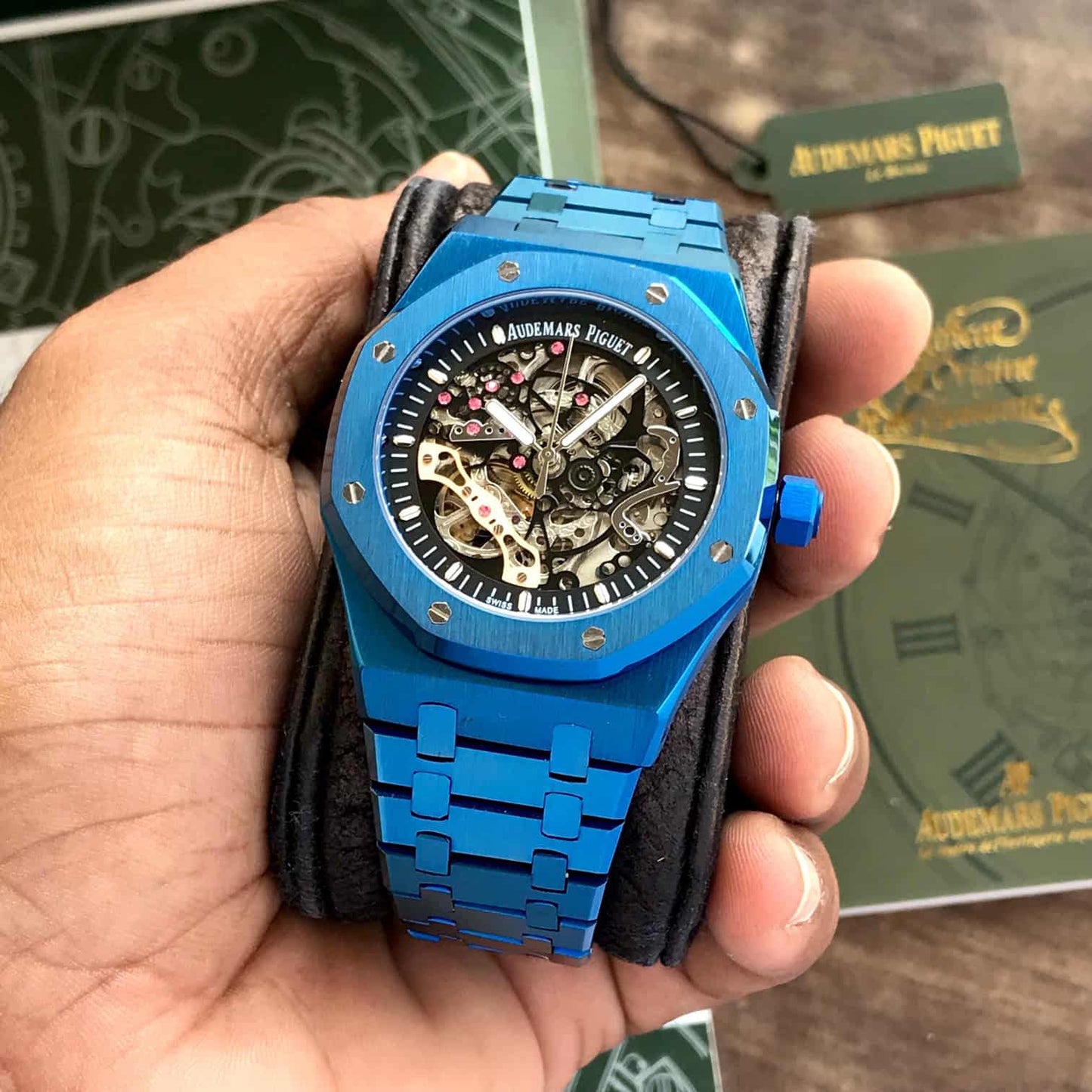 Audemars Piguet Royal Oak Double Balance Blue Skeleton Dial Automatic Firstcopy