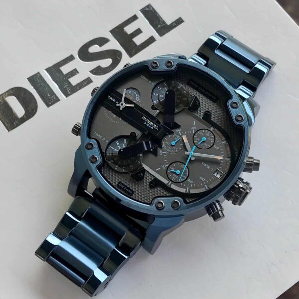 Diesel Big Daddy firstcopy DZ7414 Stainless Steel Blue Grey Dial Men’s Watch