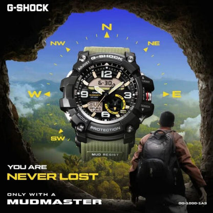 Casio G-Shock firstcopy Mudmaster GG-1000-1A3DR Black Analog-Digital Green Strap Men’s Watch