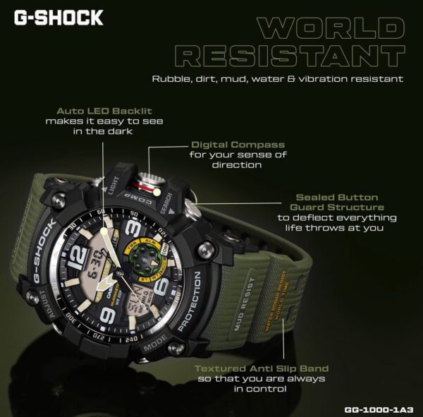 Casio G-Shock firstcopy Mudmaster GG-1000-1A3DR Black Analog-Digital Green Strap Men’s Watch