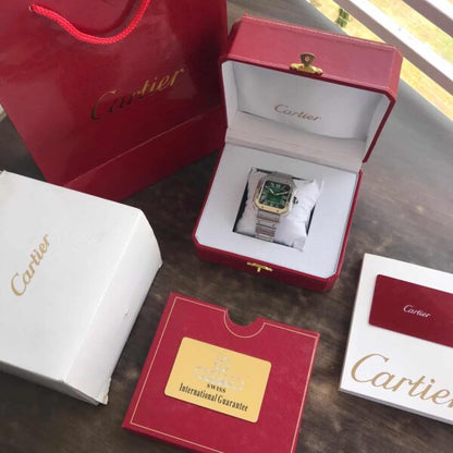 Cartier De Santos firstcopy Medium Model Green Dial Stainless Steel Automatic Men’s Watch