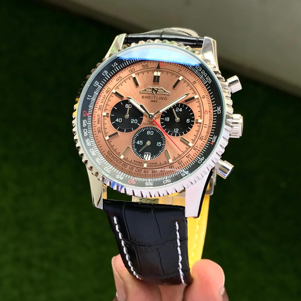 Breitling Navitimer B01 Firstcopy Brown Dial Black Leather Chronograph Men's Watch