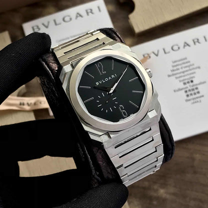 Bvlgari Octo Finissimo Firstcopy Silver Black Swiss ETA Automatic Slim Men's Watch