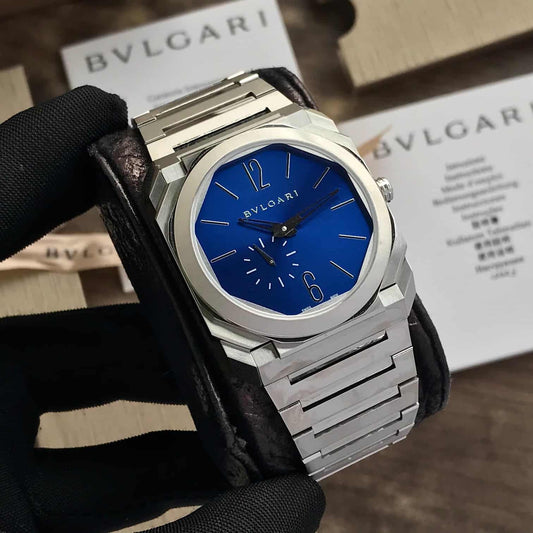 Bvlgari Octo Finissimo Firstcopy Silver Blue Swiss ETA Automatic Slim Men's Watch