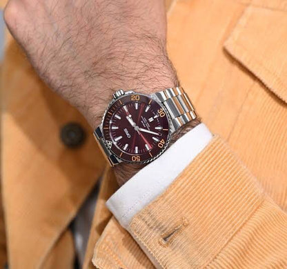 Oris Aquis Date Silver Brown Dial Men’s Sports Firstcopy Replica ETA Watch