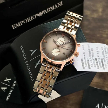 Emporio Armani AR1721 Gianni Firstcopy Two Tone Grey Dial Men's Watch