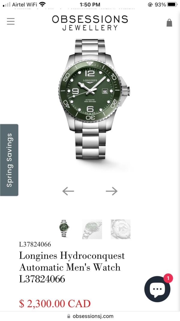 Longines HydroConquest firstcopy Stainless Steel Automatic Green Dial Men’s Watch