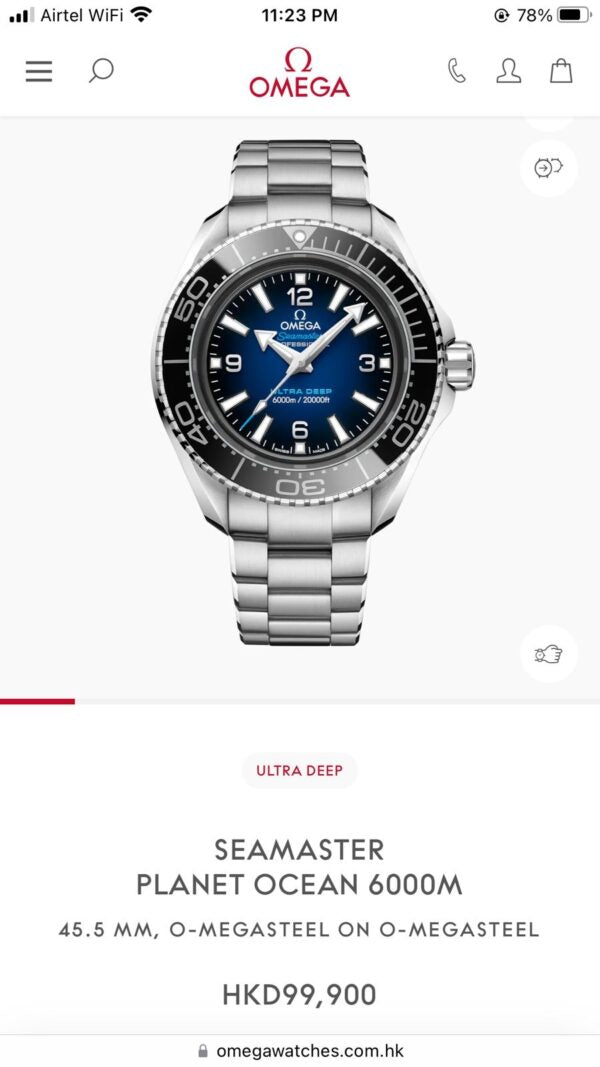 Omega Speedmaster Ultradeep firstcopy Silver Blue Dial Japanese Automatic Men’s Watch