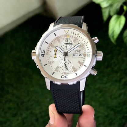 IWC Aquatimer Chronograph Day Date firstcopy White Dial Black Belt Men’s Watch