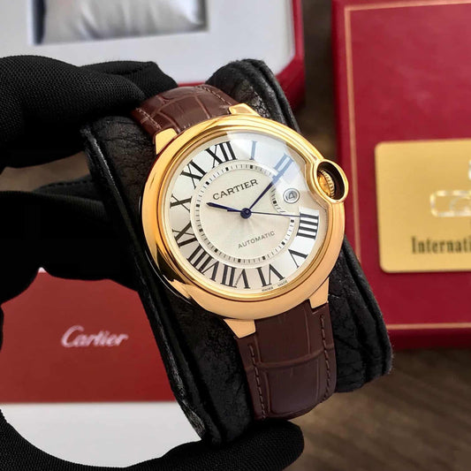 Cartier Ballon Bleu firstcopy Japanese Automatic White Dial Brown Belt Men’s Watch