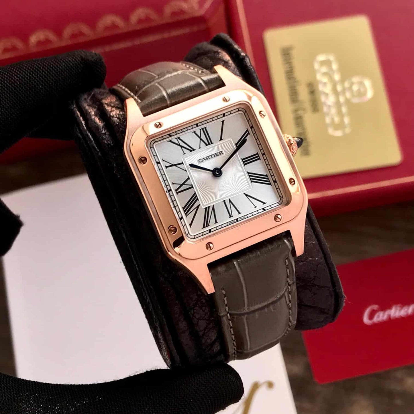 Cartier De Santos Dumont firstcopy Premium RoseGold White Dial Unisex Watch