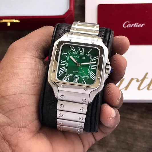 Cartier De Santos firstcopy Medium Model Green Dial Stainless Steel Automatic Men’s Watch