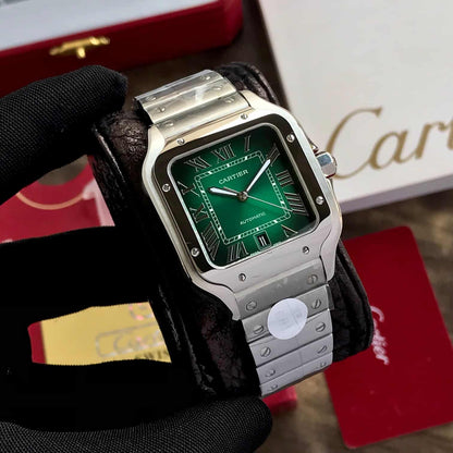 Cartier De Santos firstcopy Silver Green Dial Swiss ETA Movement Men’s Watch