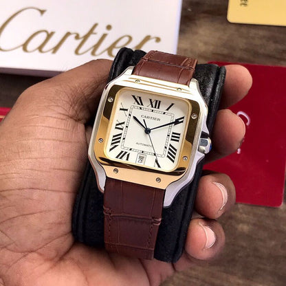 Cartier Santos De firstcopy Automatic Brown Leather Strap Men’s Automatic Watch