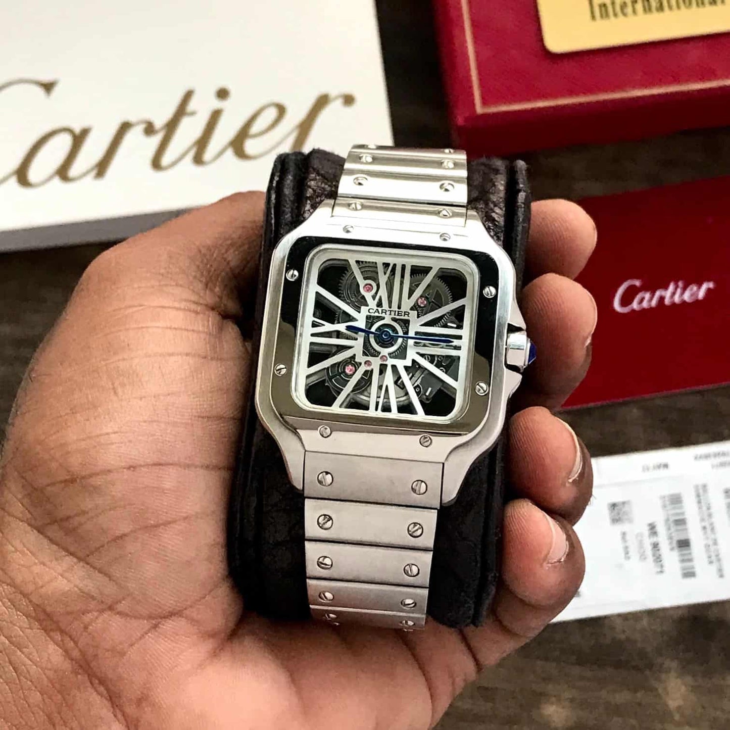 Cartier Santos De firstcopy Skeleton Stainless Steel Automatic Men’s Watch