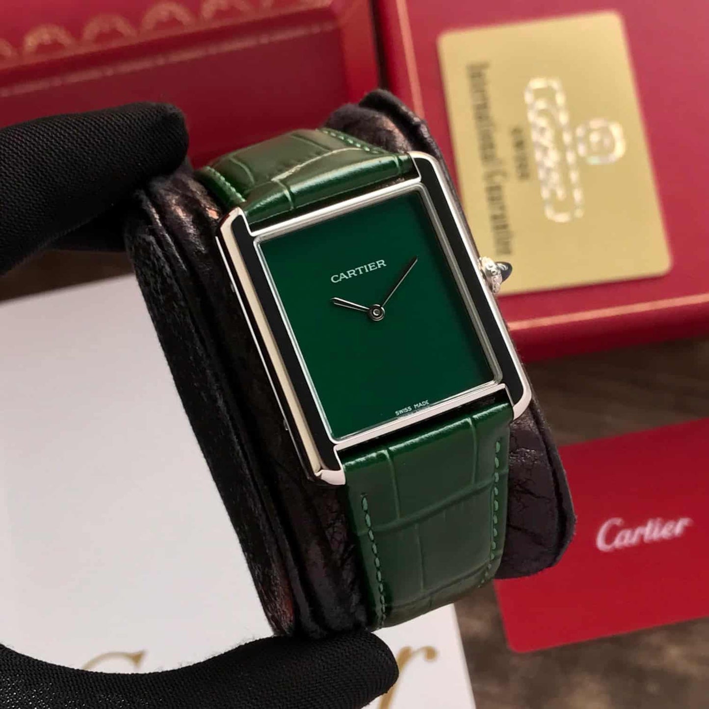 Cartier Tank Must firstcopy Japanese Premium Medium Silver Green Unisex Watch