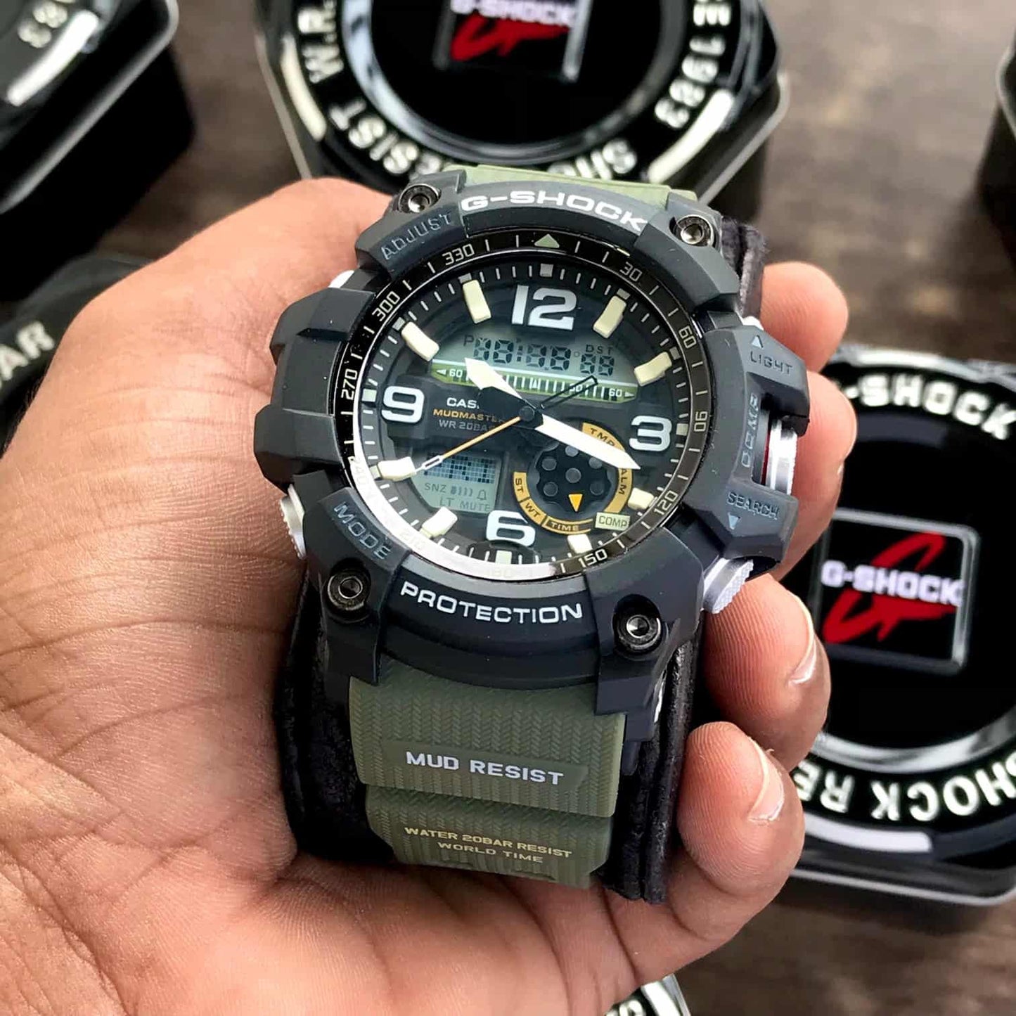 Casio G-Shock firstcopy Mudmaster GG-1000-1A3DR Black Analog-Digital Green Strap Men’s Watch