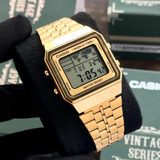 Casio Vintage firstcopy A500WGA-9DF Chronograph Unisex Gold Watch