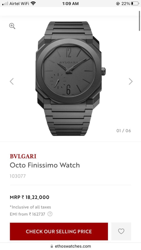 Bvlgari Octo Finissimo Firstcopy Swiss ETA Machinery Automatic Men's Watch