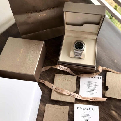 Bvlgari Octo Finissimo Firstcopy Silver Black Swiss ETA Automatic Slim Men's Watch